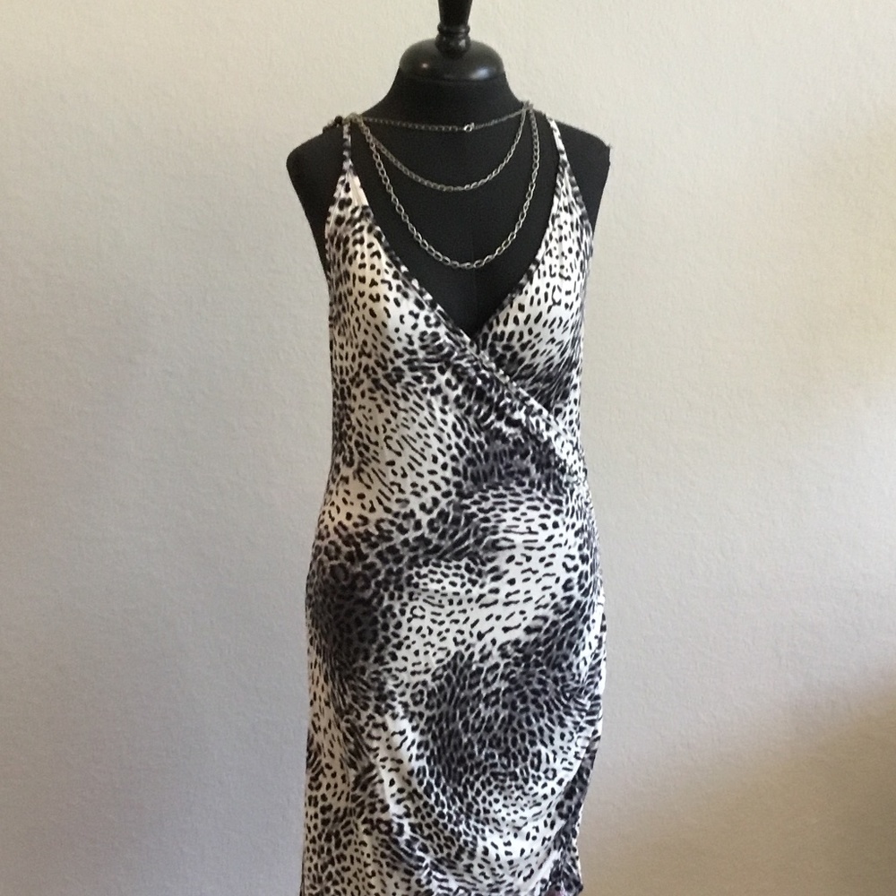 bebe Leopard print spaghetti strap dress
